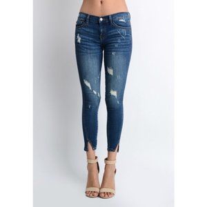 New! KanCan Distressed Jeans with Split Ankle